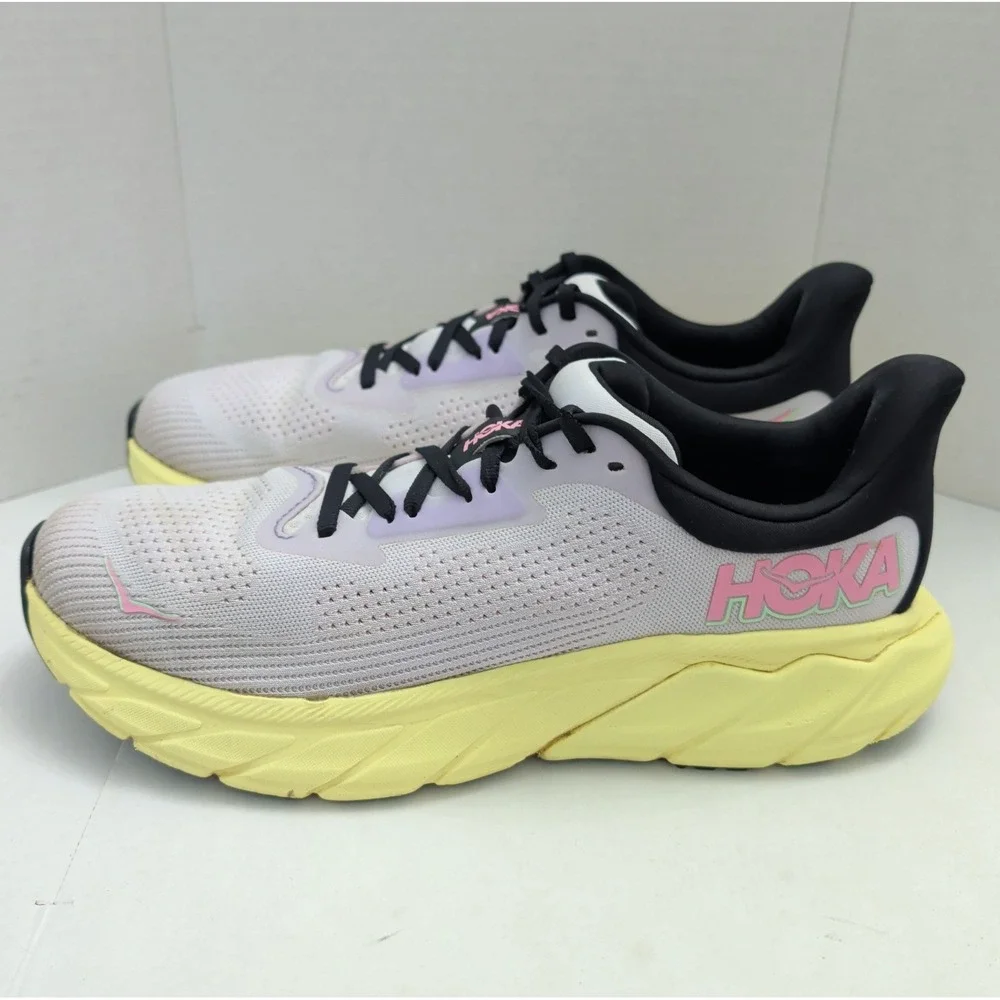 Hoka One One Arahi 7 Sneakers Shoes Starlight Glow/Yuzu Sz 10B Neon Pale Purple